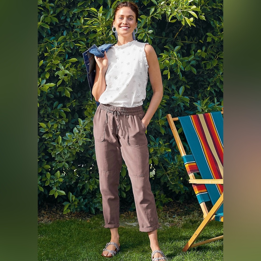Maurices Brown Straight Leg Pants with Elastic Waistband